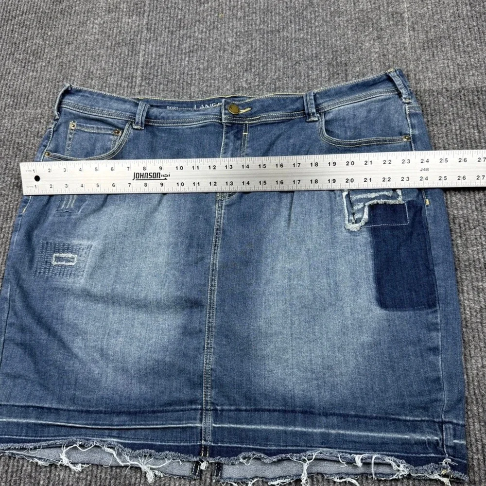 Lane Bryant Blue Denim Distressed Mini Skirt Raw Hem Plus Size 24 SAG1072056